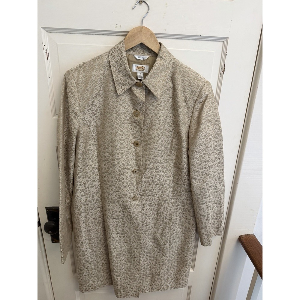 Talbots Vintage Women's Gold Brocade Lined Jacket Pockets Elegant Formal Size 12